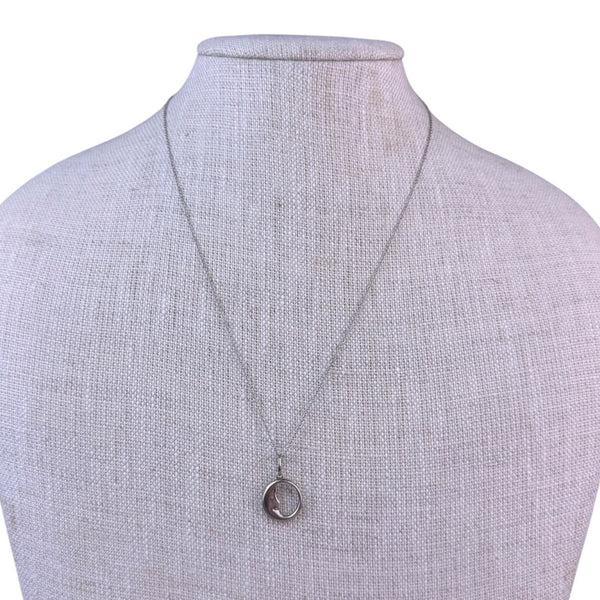 Sterling Silver Womens Moon Pendant Necklace Italian 925 Chain Minimalist Design