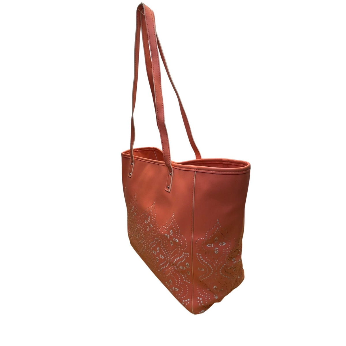 Vera Bradley Women’s Coral Faux Leather Laser-Cut Tote Bag With Shoulder Straps
