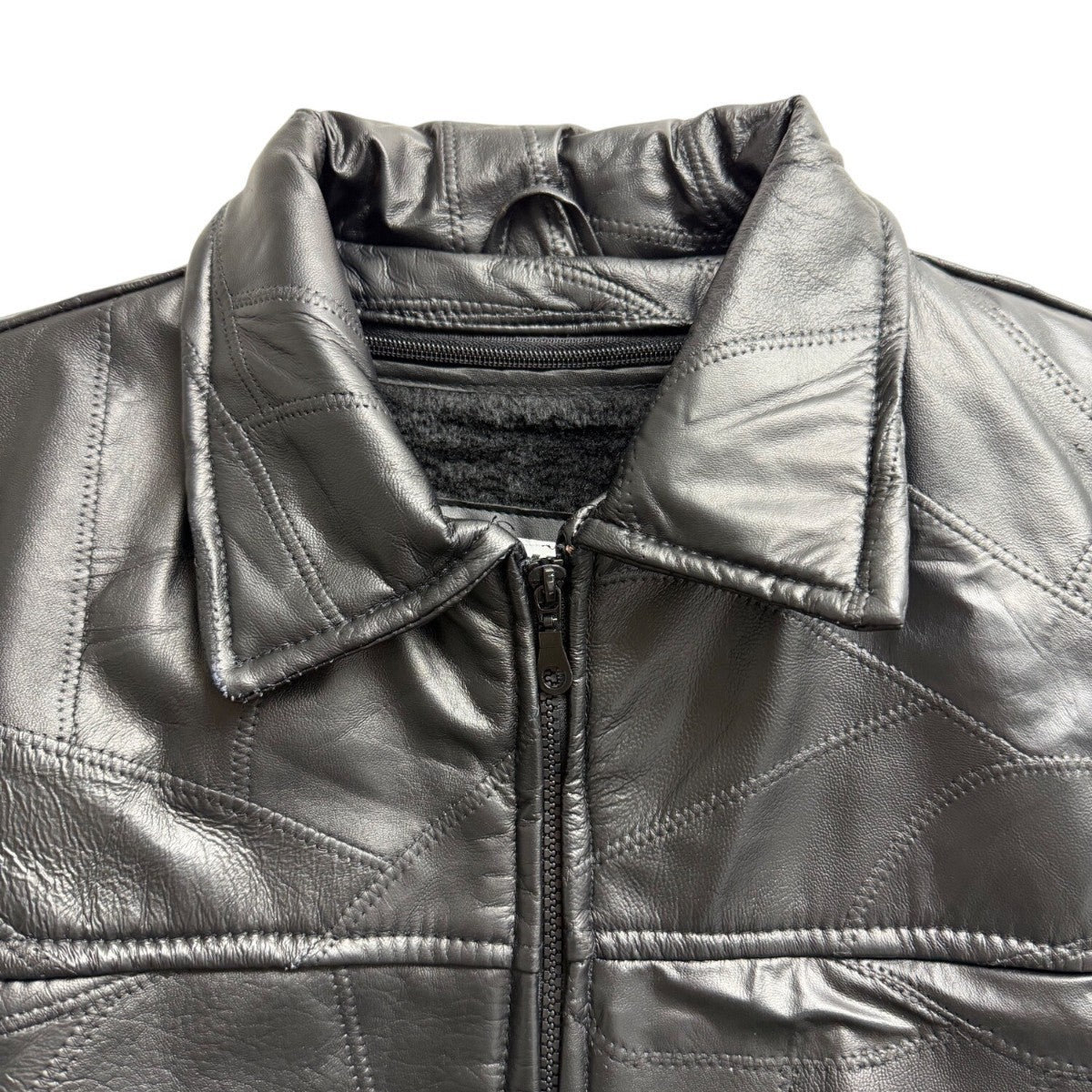 Duke Haband Mens Black Leather Jacket Large Zip Front Classic Design Size L