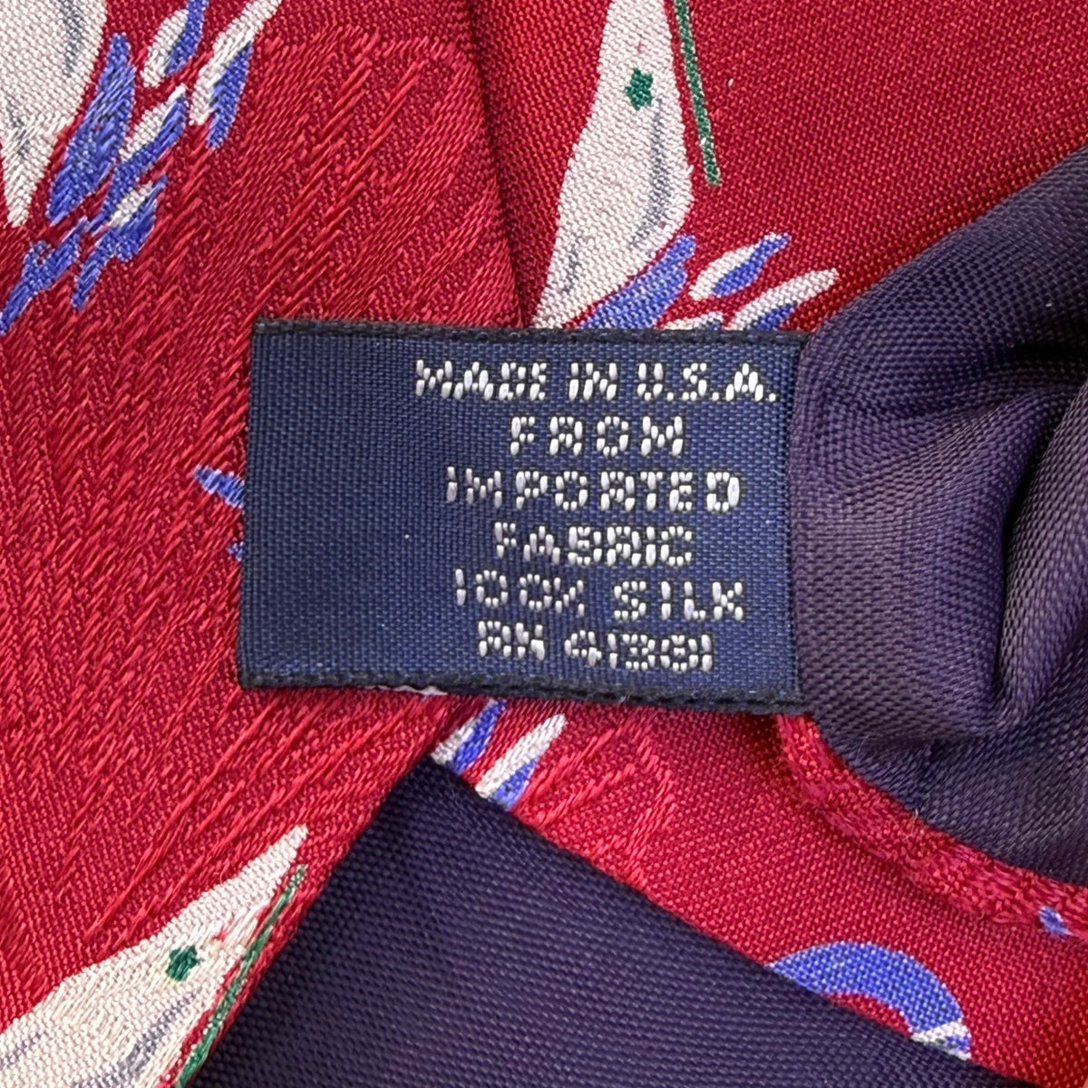 Polo Ralph Lauren Mens Red Silk Nautical Sailboat Pattern Necktie