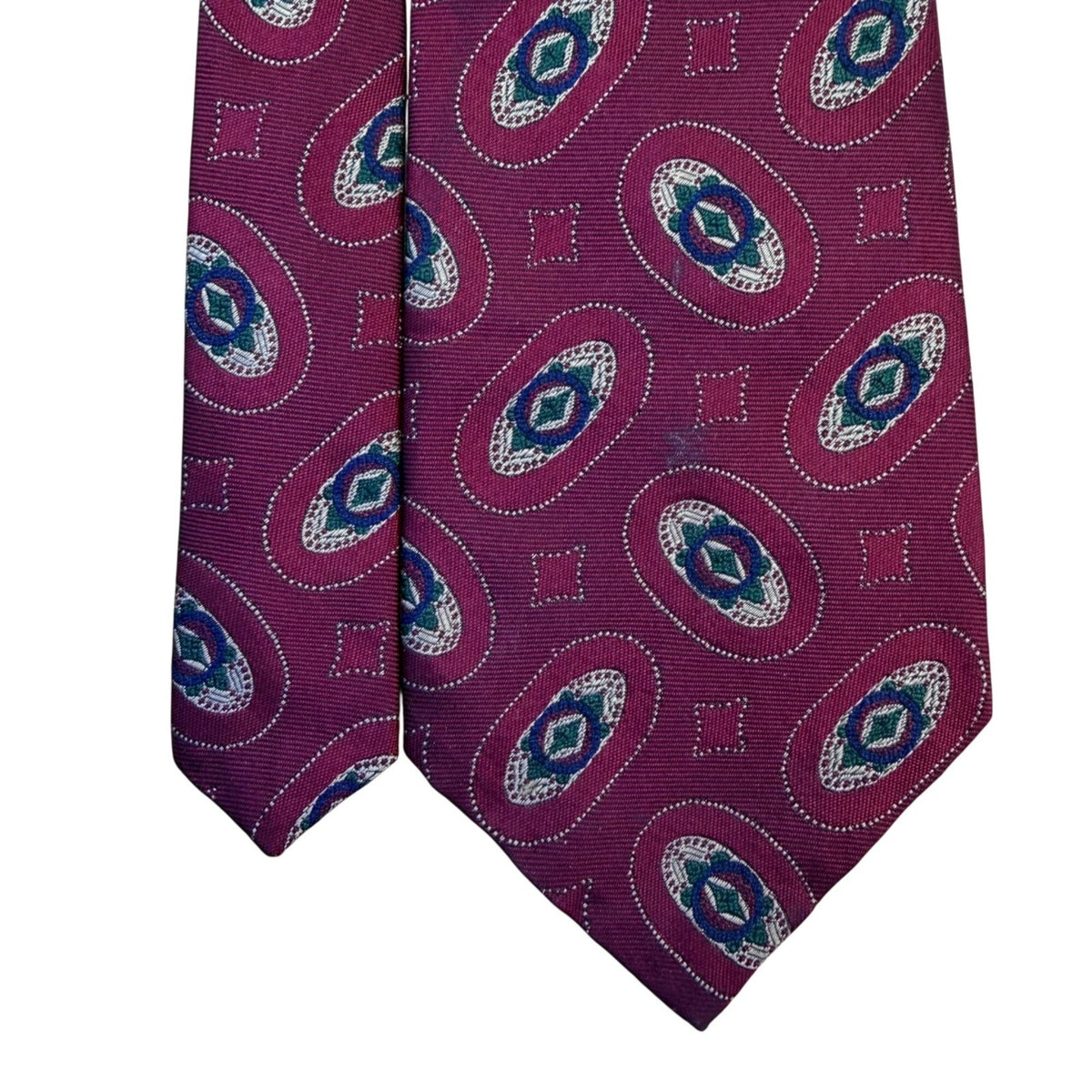 Polo Ralph Lauren Mens Burgundy 100% Silk Patterned Tie Geometric Design