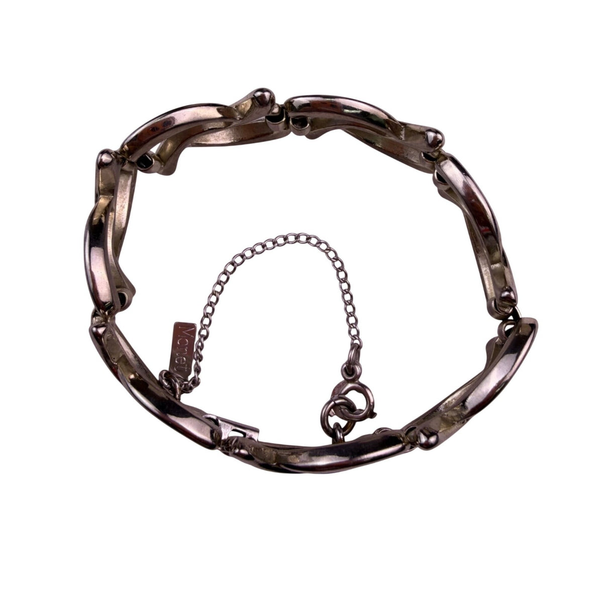 Monet Womens Silver Tone Metal Vintage Chunky Bracelet With Fold-Over Clasp