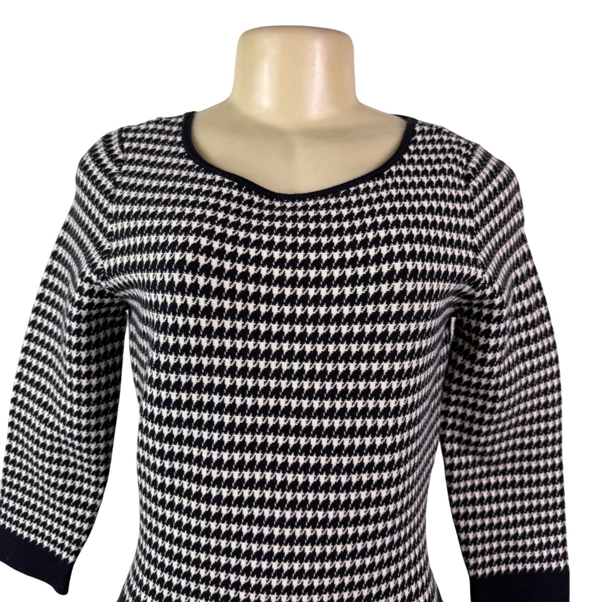 Lauren Ralph Lauren Womens Black & White Houndstooth Pleated Dress Sz M