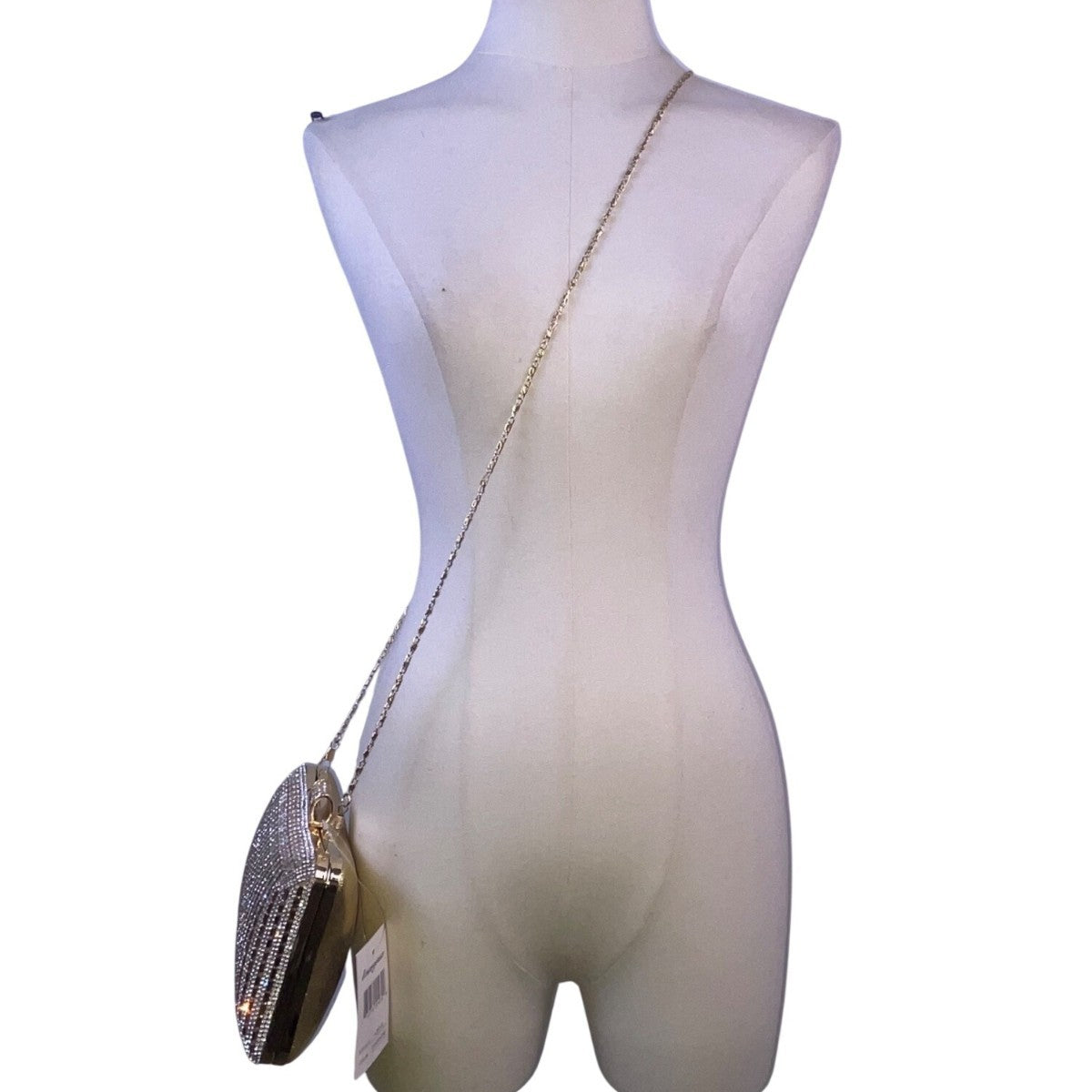 DMargeaux Women’s Champagne Rhinestone With Chain Strap Evening Chic Box Clutch