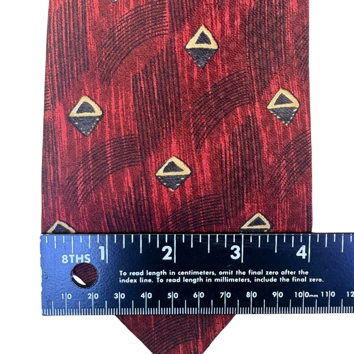 Robert Talbott Studio Mens Red Silk Geometric Pattern Tie Hand Sewn USA
