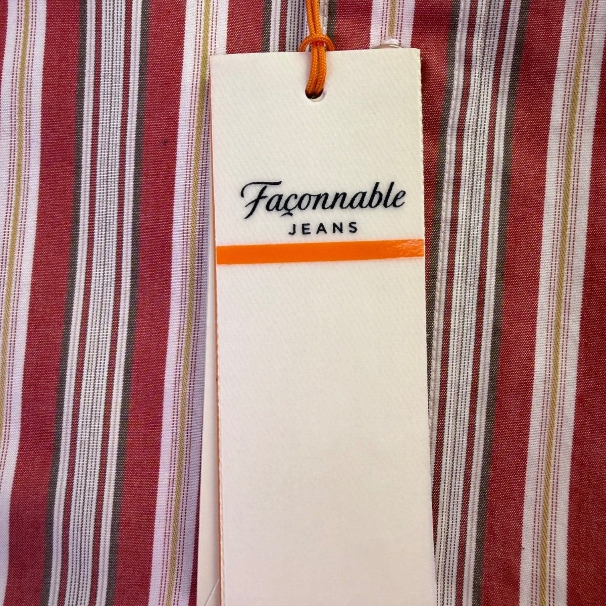 Faconnable Mens Red & White Cotton Striped Long Sleeve Button-Up Shirt Size XL