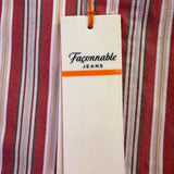 Faconnable Mens Red & White Cotton Striped Long Sleeve Button-Up Shirt Size XL