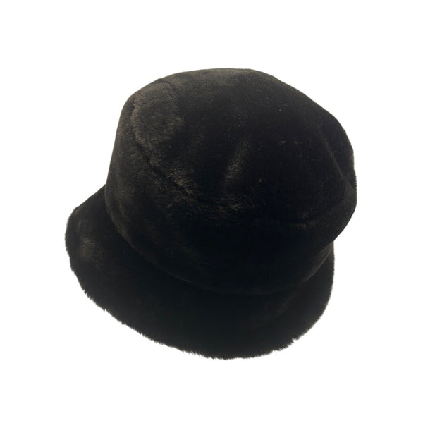 Vintage Black Faux Fur Cloche Hat For Women