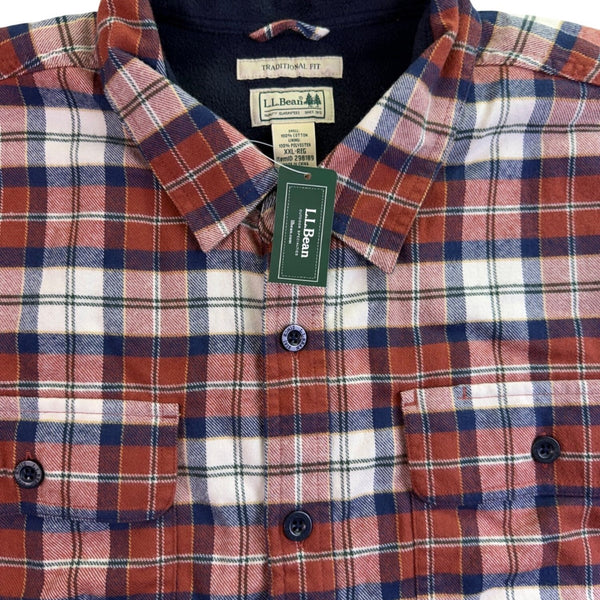 L.L. Bean Mens Russet Plaid Flannel Shirt Reg Traditional Fit Sz XXL