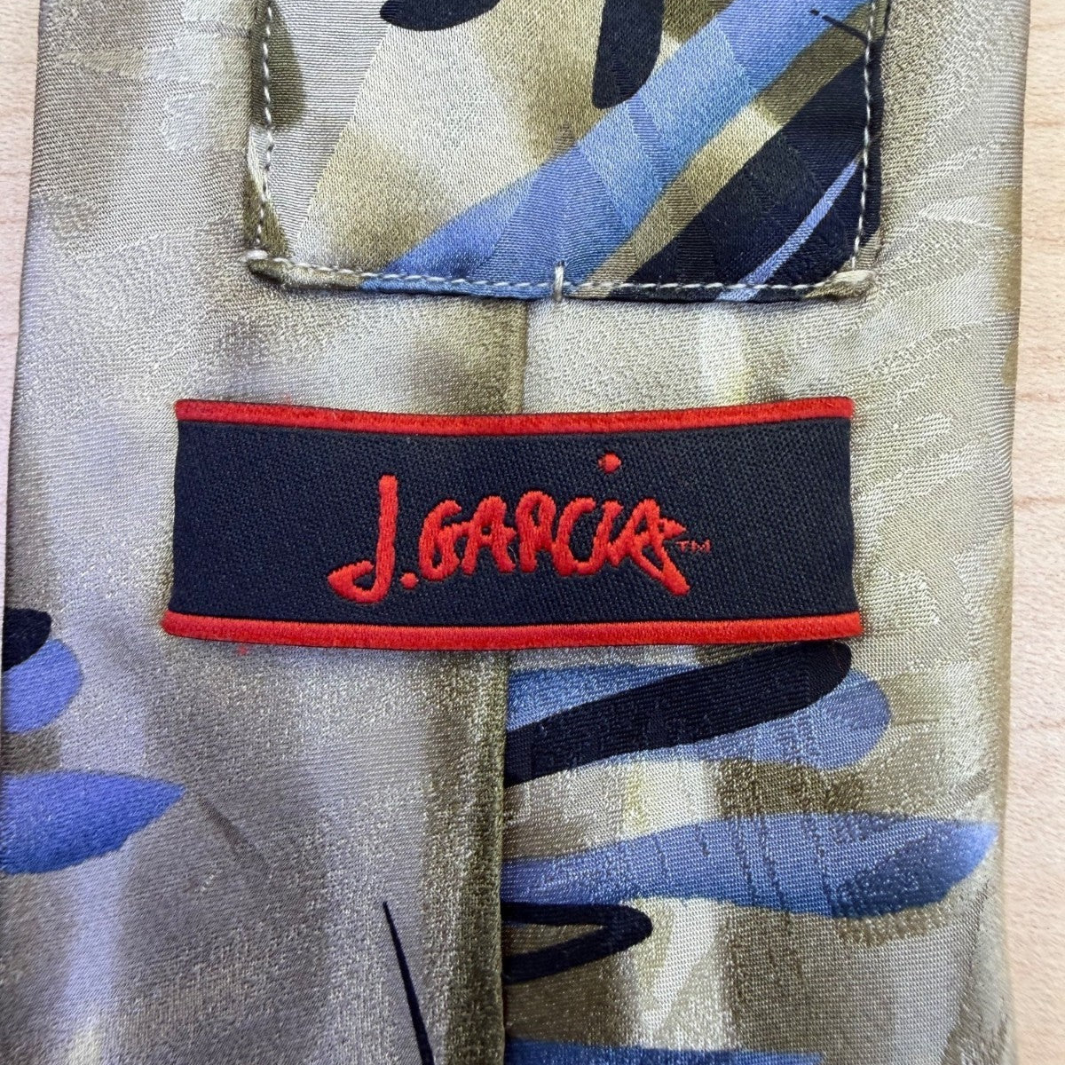 J. Garcia Men’s Tan & Blue Silk Tie Sea Anemone Limited Edition Collection 44