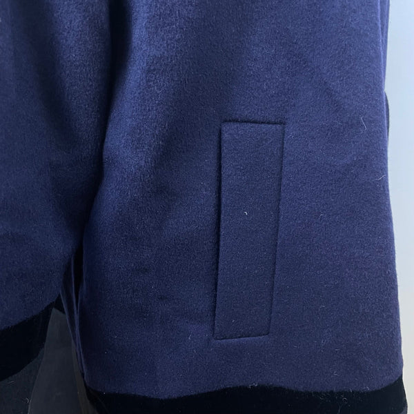 Forecaster Women’s Navy Wool Hooded Coat With Velvet Trim Warm Outerwear Sz 12
