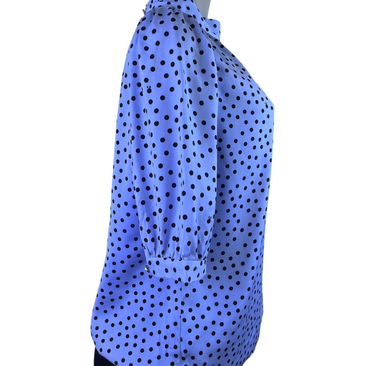 Ted Baker Womens Light Blue & Black Polka Dot Blouse Elegant Style Size 2