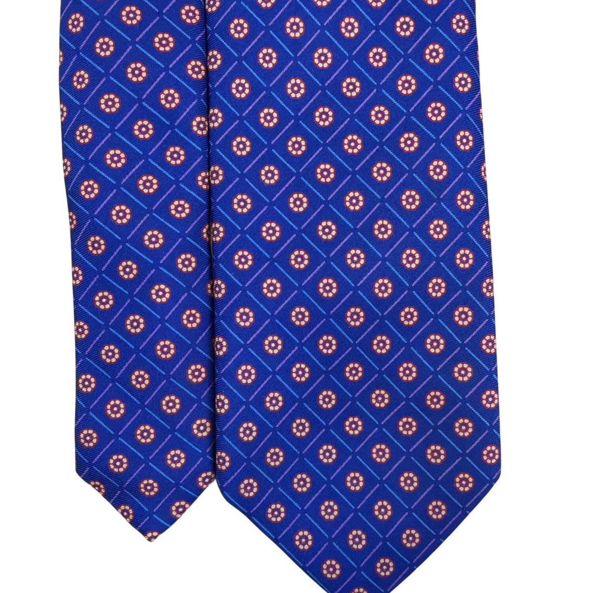 Vintage Brooks Brothers Blue Silk Floral Pattern Tie 58" Long Made In USA