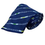 Mens Blue Silk Chain Print Tie 100% Silk Made In Italy Approx. 57