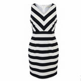 Ann Taylor Loft Womens Black & White Chevron Stripe Fit & Flare Dress Size 6P