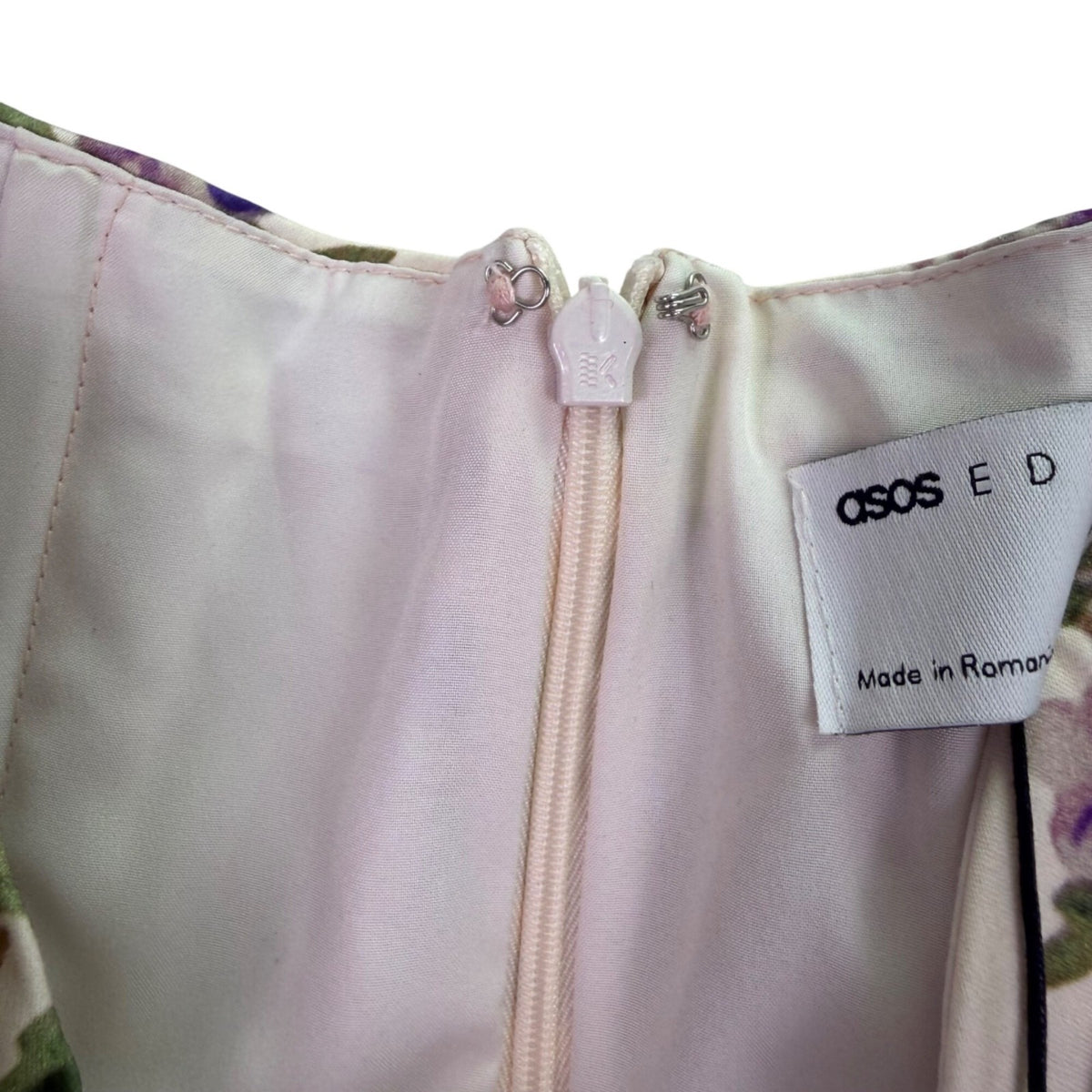 Asos Edition Womens Purple Floral Off-Shoulder Mini Dress Long Sleeves Sz 12