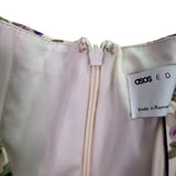 Asos Edition Womens Purple Floral Off-Shoulder Mini Dress Long Sleeves Sz 12