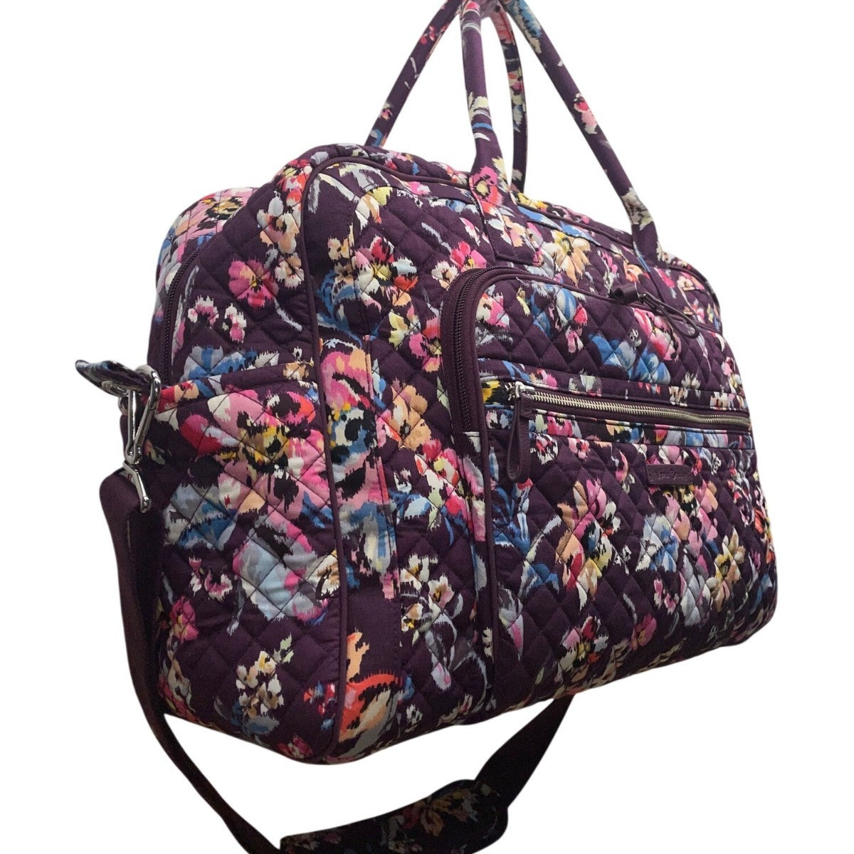 Vera Bradley Women’s Purple Floral Quilted Spacious Travel Carry-On Duffel Bag