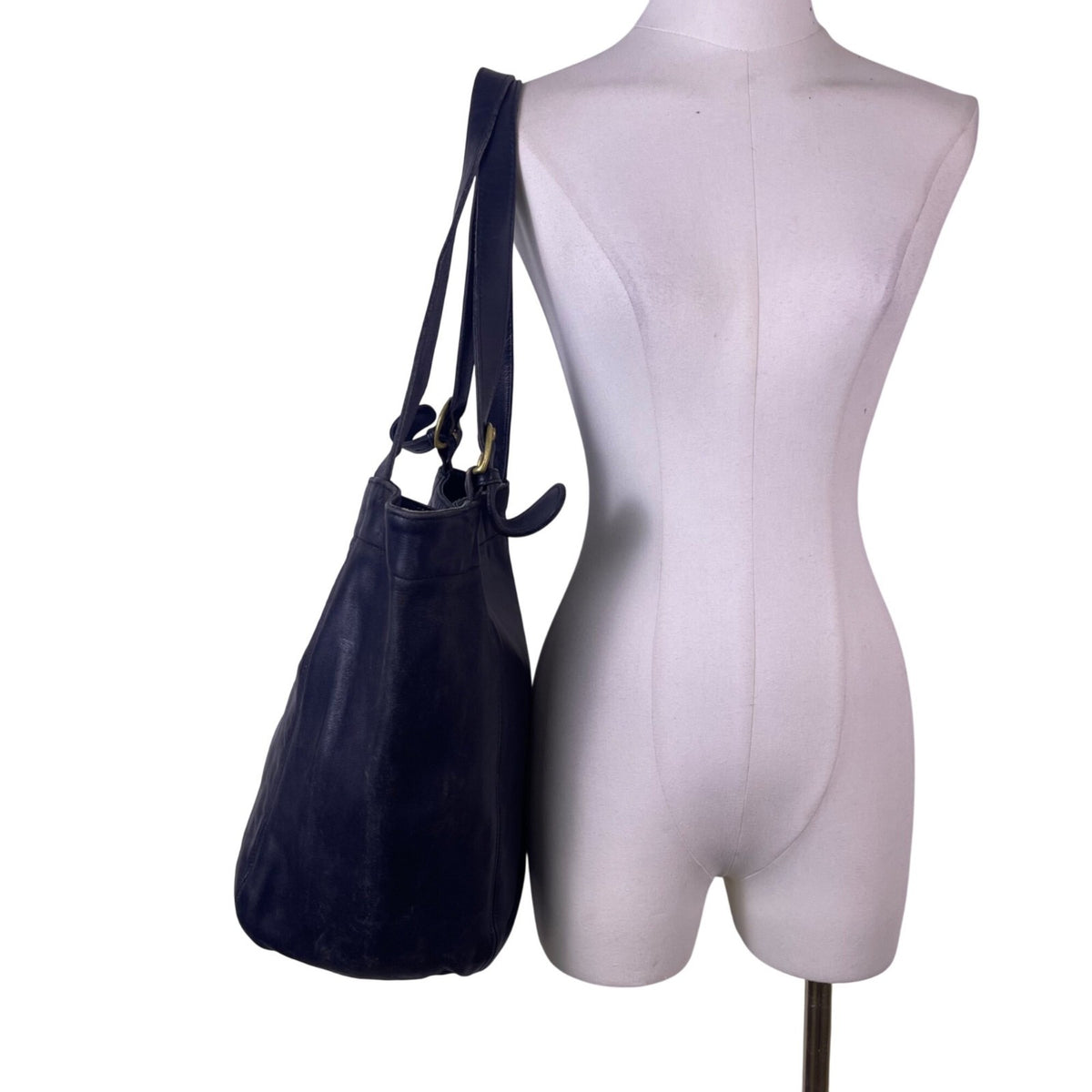 Coach Women’s Black Leather With Brass Hardware Double Handle Tote Bag