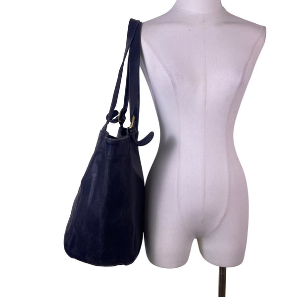 Coach Women’s Black Leather With Brass Hardware Double Handle Tote Bag