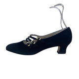 Salvatore Ferragamo Women’s Black Suede Strapped Low Heel Pumps Size 9.5AA