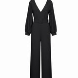 Zara Womens Navy Jumpsuit With Long Sleeves Belted Waist Size M