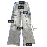 Zara Womens Gray Denim Wide-Leg Cargo Pants With Side Straps Size 2