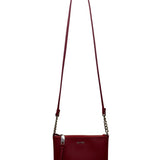 Calvin Klein Women’s Red Faux Leather Chain Strap Zip Closure Crossbody Bag