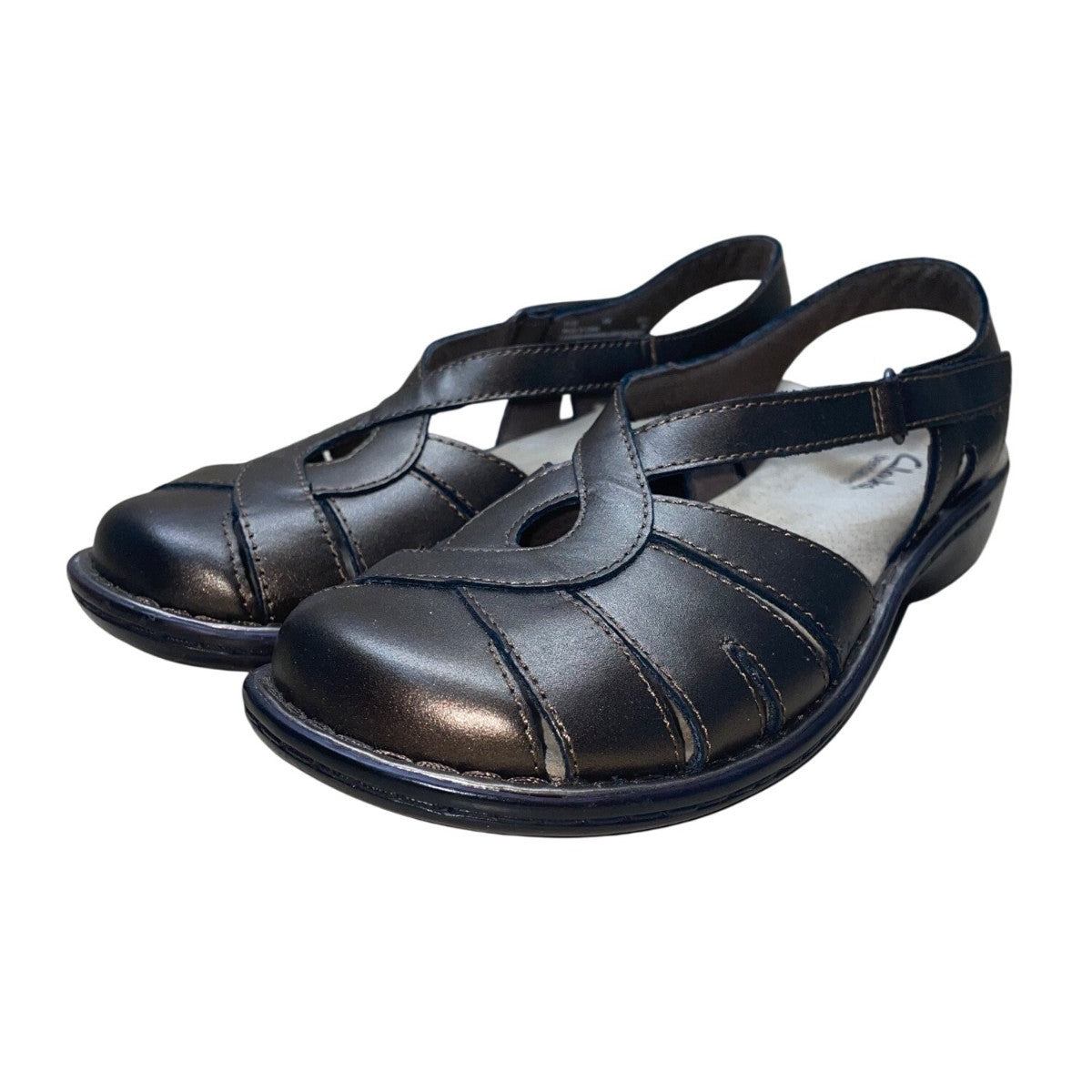 Clarks Women’s Bronze Leather Adhesive Strap Jewel Slingback Sandals Size 9.5M
