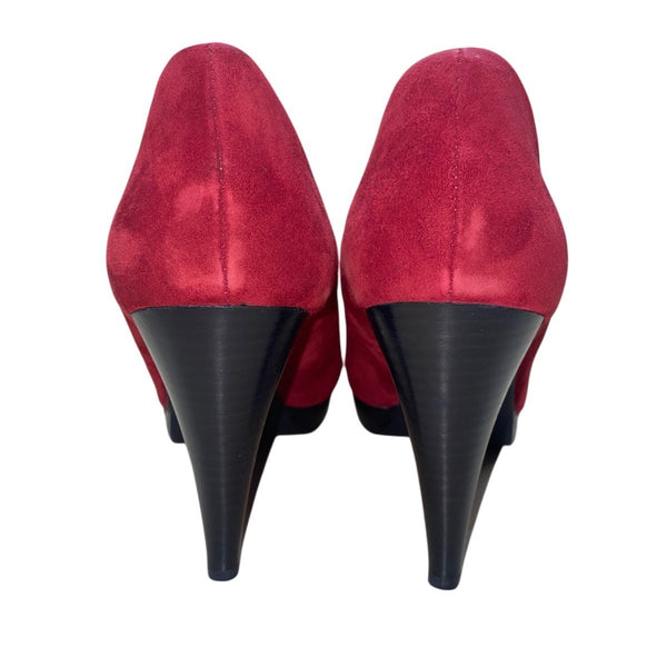 Style & Co Women’s Red Brick Suede Peep-Toe Celine Platform Pumps Size 10M