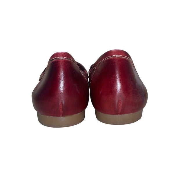 Thom McAn Women’s Red Leather Embellished Design Casual Slip-On Loafers Size 8W