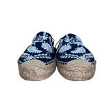 Soludos Women’s Blue Jute White Embroidery Slip-On Espadrilles Shoes Size 8