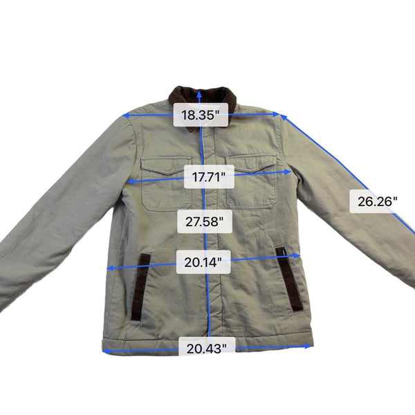 ONeill Mens Beige Cotton Jacket Corduroy Collar Sherpa Lined Standard Fit Size S