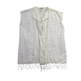 J.Crew Womens White  Sleeveless Eyelet Top With Fringe Hem Sz M-L