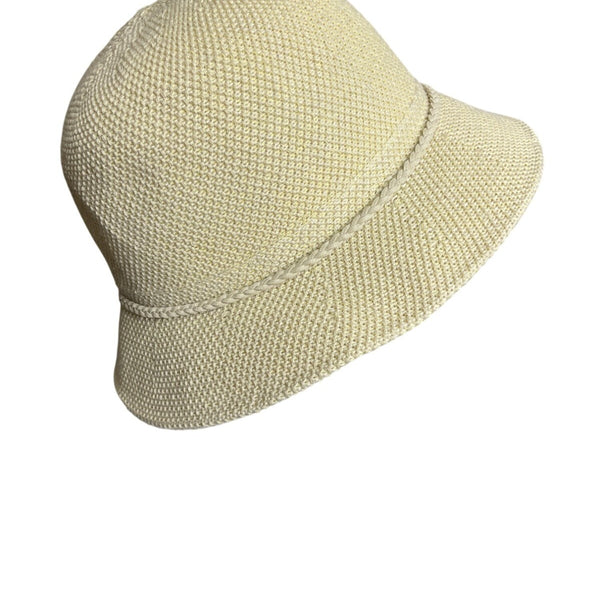 Yellow Cloche Hat With Braided Band & Metal Buckle Accent