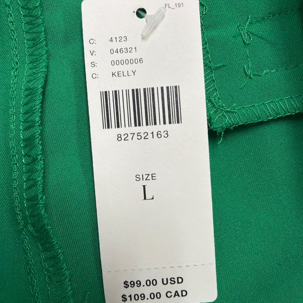 WAYF Womens Green Polyester Wide-Leg Pants Comfortable Elastic Waistband Size L