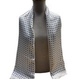 Lauren Ralph Lauren Womens Polka Dot Silk Scarf With Fringe Ivory/Black Womens