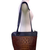 Bar Harbor Women’s Brown & Black Croc Embossed Faux Leather Shoulder Bag