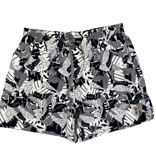 Nike Mens Black & White Abstract Print Swim Shorts Mesh Liner Drawstring  Sz XL