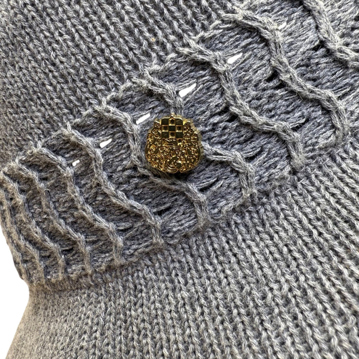 Vince Camuto Womens Gray Polyester Knit Floppy Hat One Size Woven Band Detail