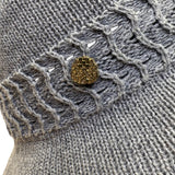 Vince Camuto Womens Gray Polyester Knit Floppy Hat One Size Woven Band Detail