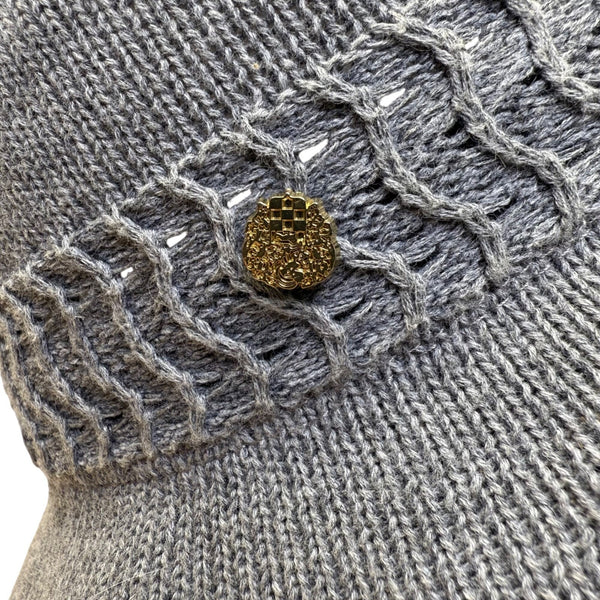 Vince Camuto Womens Gray Polyester Knit Floppy Hat One Size Woven Band Detail