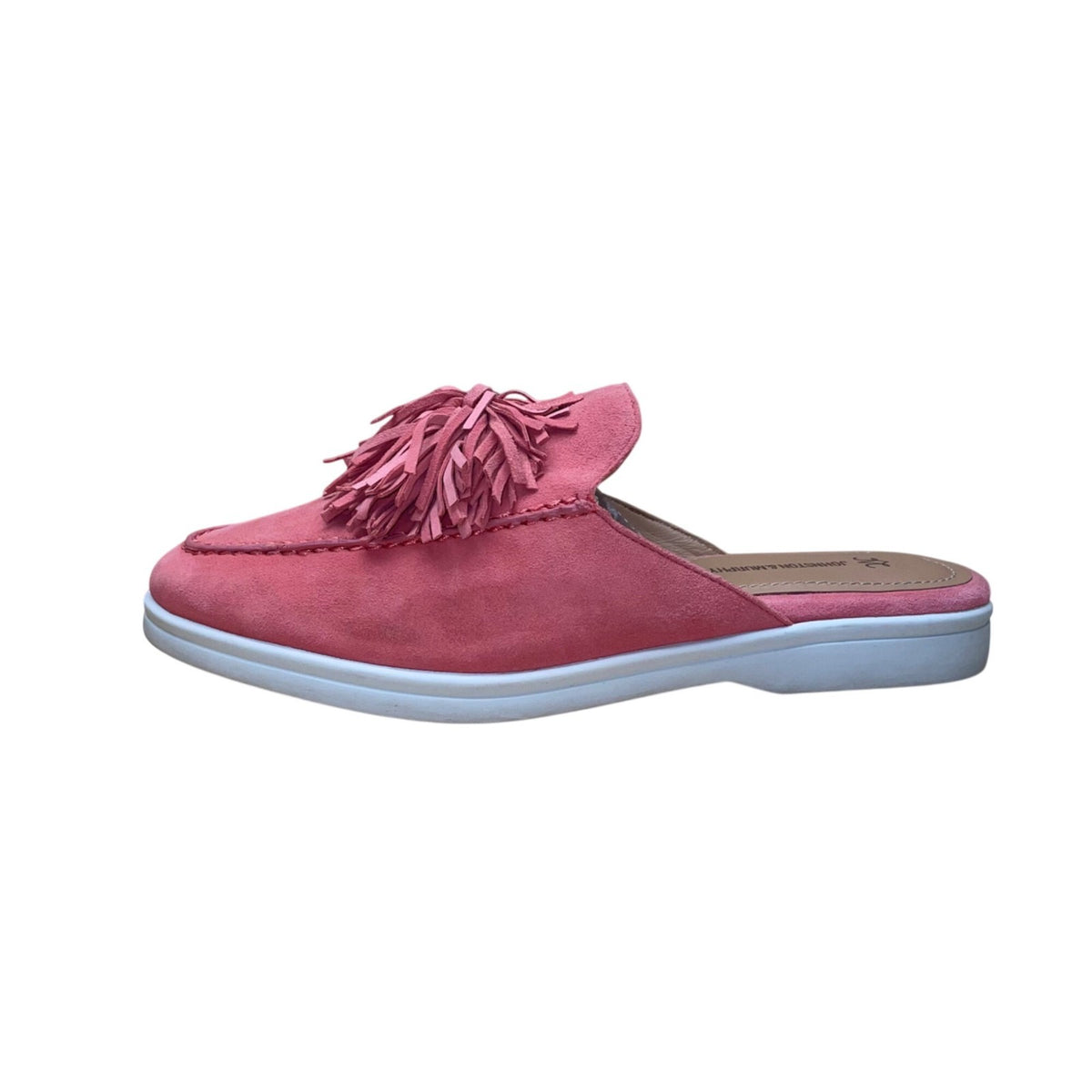 Johnston & Murphy Women’s Pink Suede With Fringe Accent Slip-On Mules Size 7M