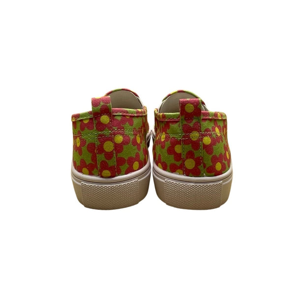 Asos Women’s Green & Pink Canvas With Floral Print Slip-On Sneakers Size US 9