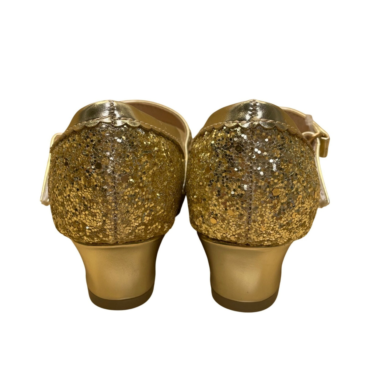 K Komforme Girls Gold Glitter Mary Jane Bow Dress Shoes Size 10.5M