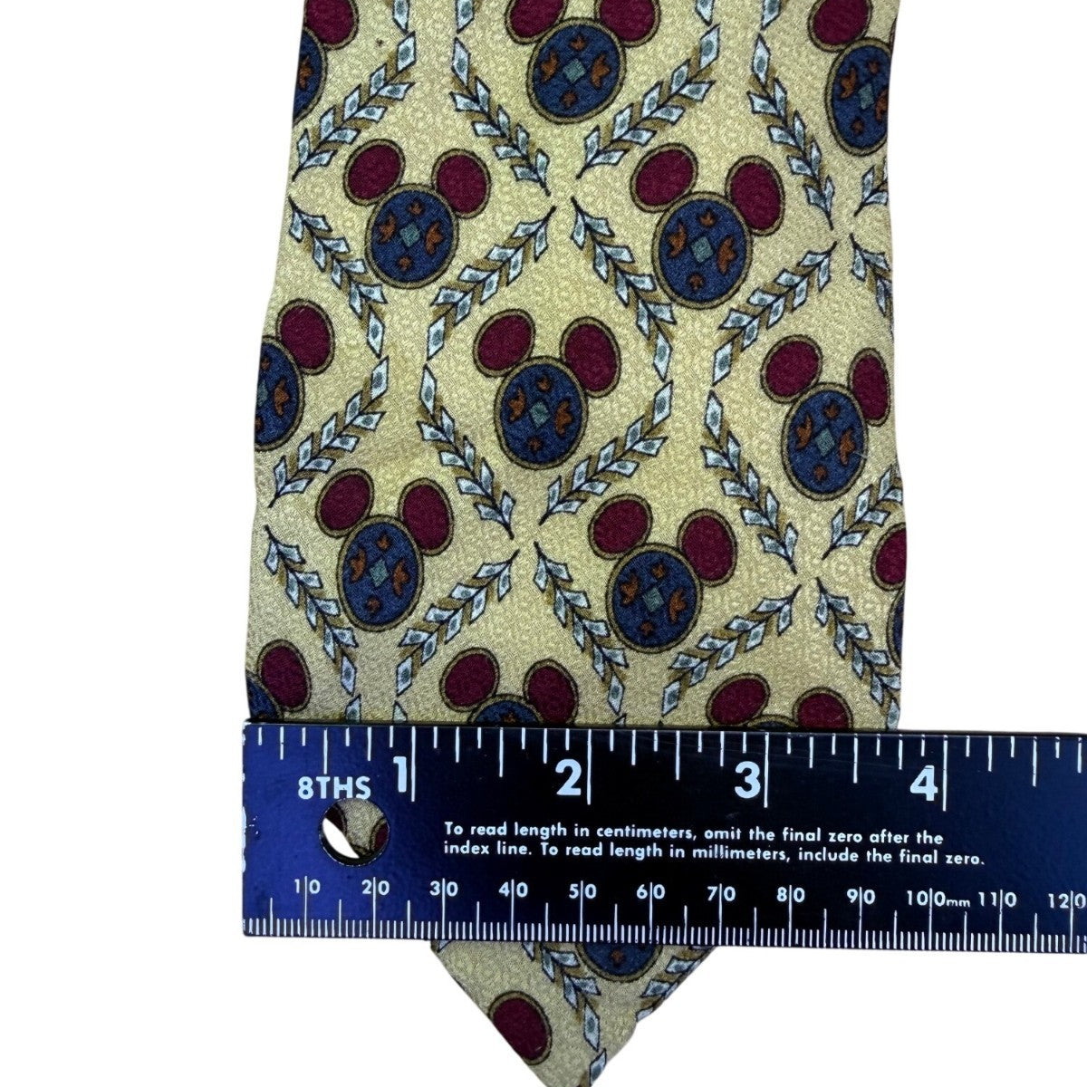 Disney Mens Gold 100% Silk Tie With Mickey Mouse Design Pattern