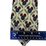 Disney Mens Gold 100% Silk Tie With Mickey Mouse Design Pattern