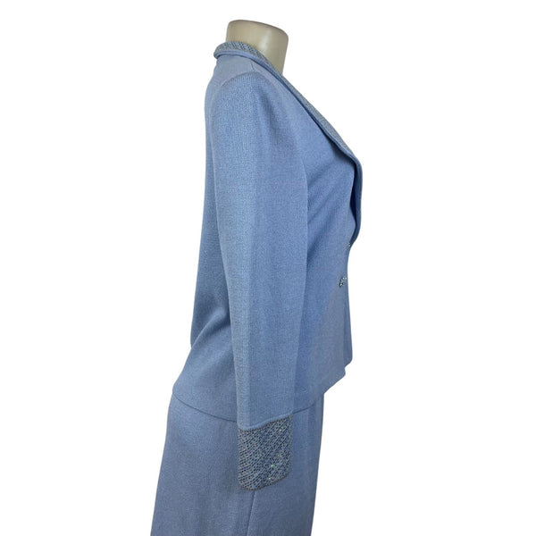 St. John Womens Light Blue Set Blazer Size 6 & Skirt Size 10
