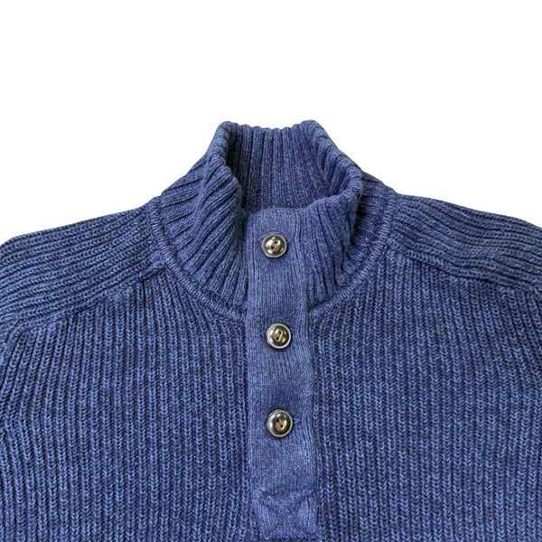 H&M L.O.G.G. Mens Navy Cotton Pullover Sweater Long Sleeve Mock Neck Size L