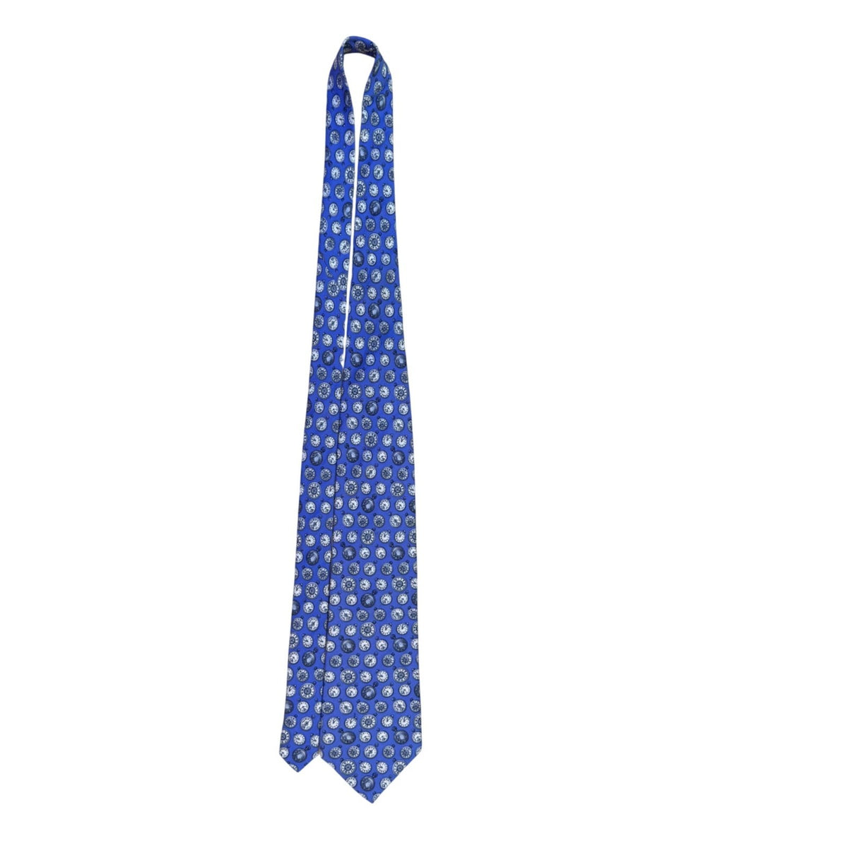 Banana Republic Mens Blue 100% Silk Pocket Watch Pattern Italian-Made Necktie